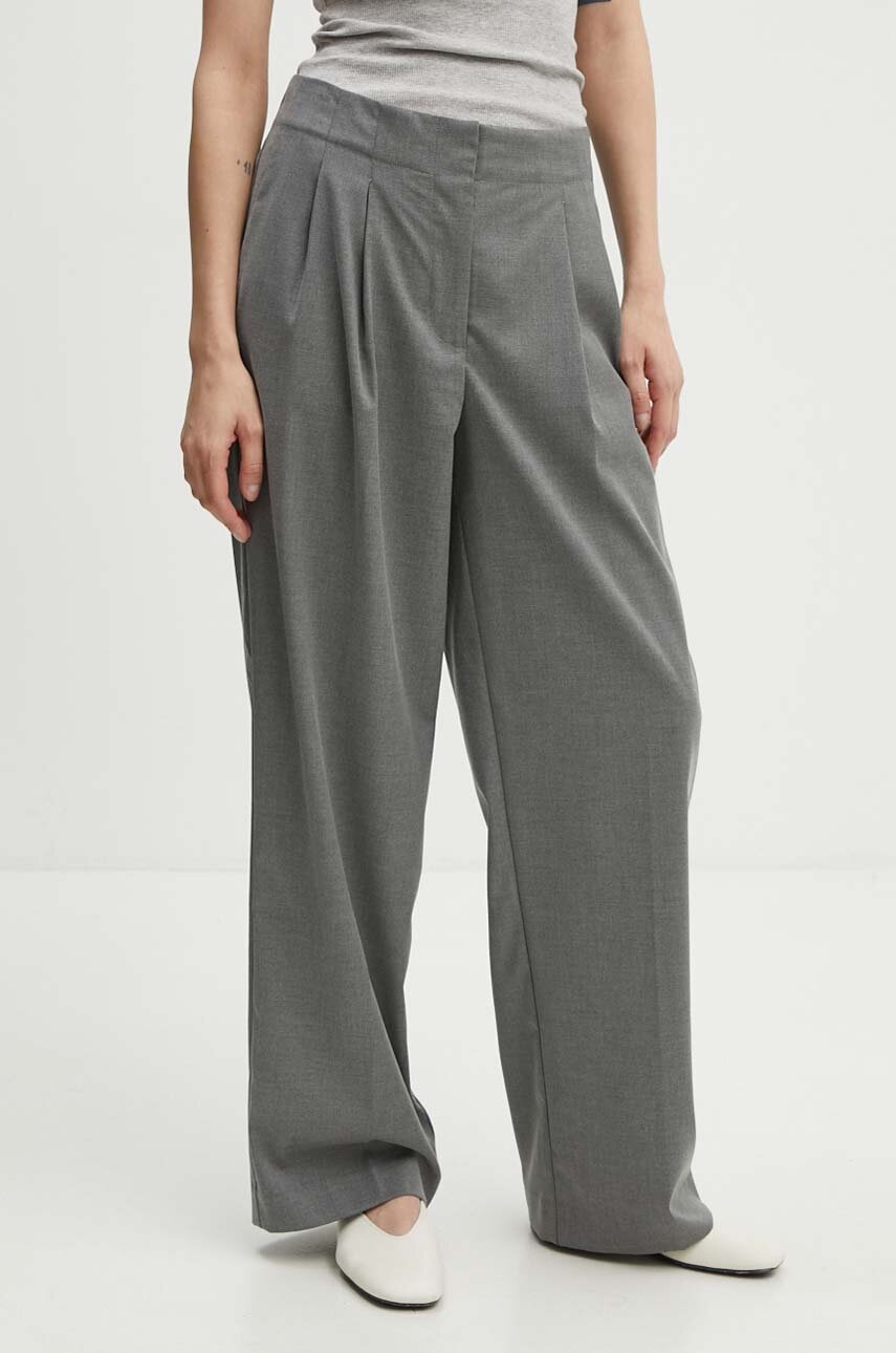 2NDDAY pantaloni 2ND Carter - Classic Tailorin femei, culoarea gri, drept, high waist, 2244160169