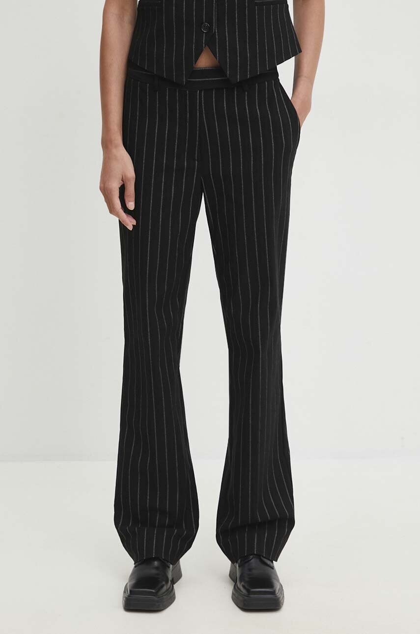 Bruuns Bazaar pantaloni DecumariaBBCigga femei, culoarea negru, drept, high waist, BBW4080