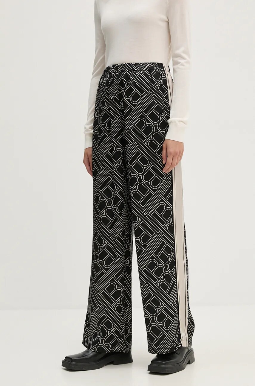 Bruuns Bazaar pantaloni FloretBBRina pants femei, culoarea negru, drept, high waist, BBW4151