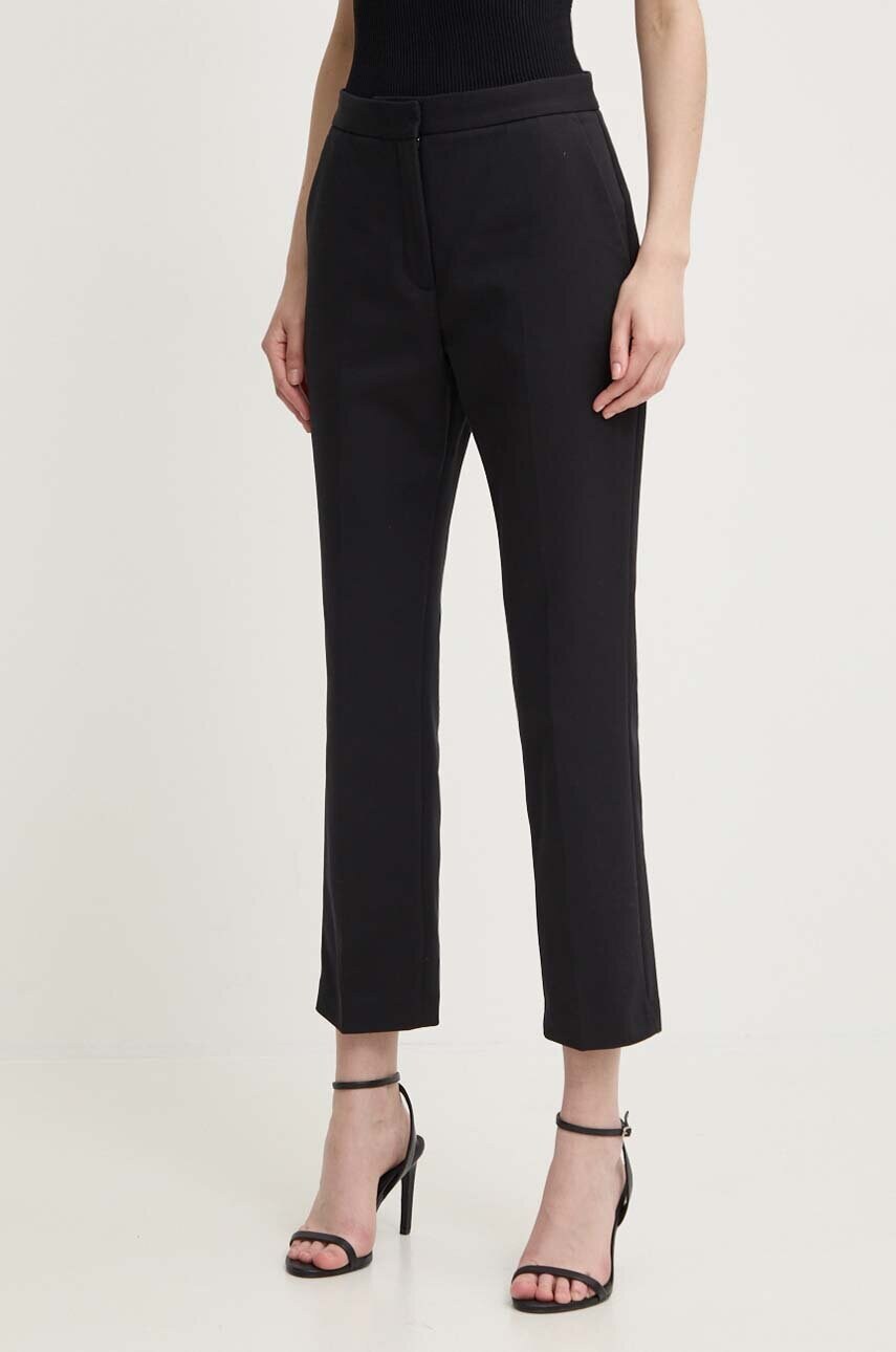 Levně Kalhoty Calvin Klein dámské, černá barva, jednoduché, high waist, K20K206885