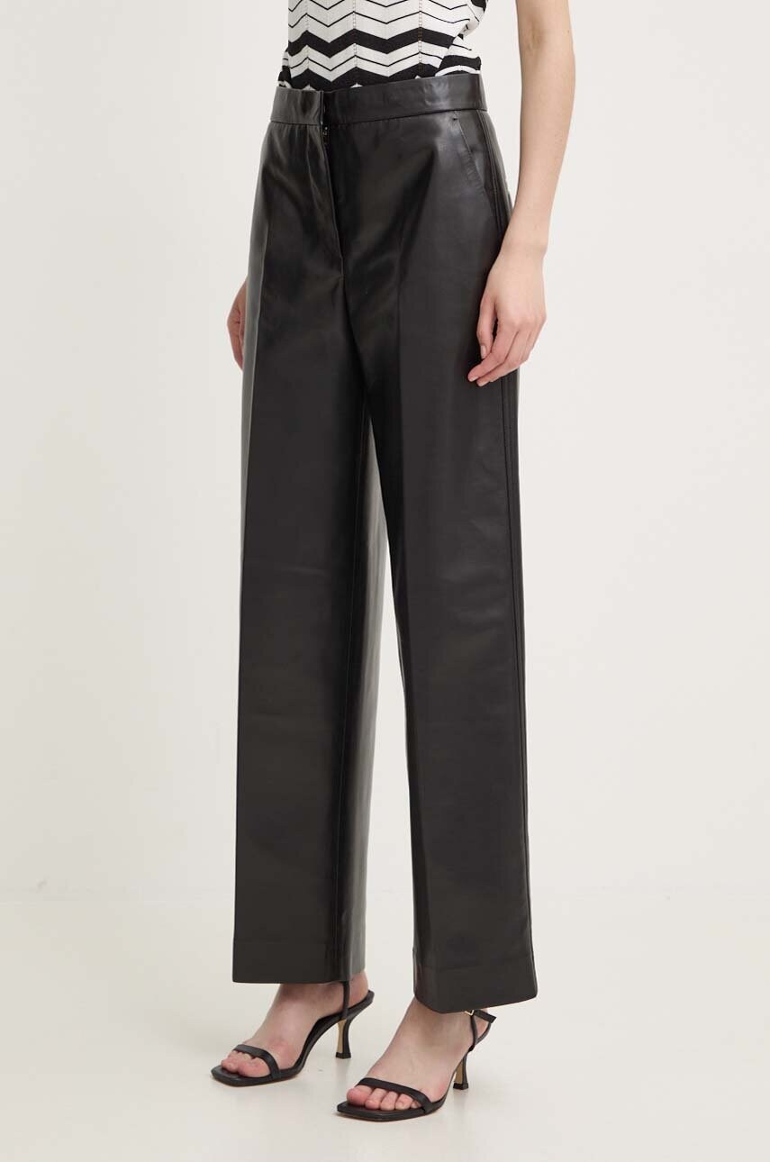Levně Kalhoty Calvin Klein dámské, černá barva, široké, high waist, K20K207083