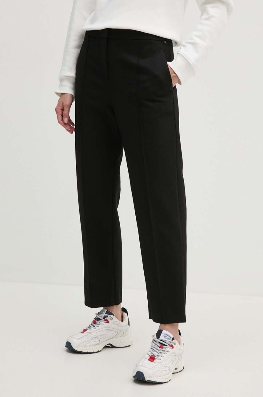 Levně Kalhoty Tommy Hilfiger dámské, černá barva, fason cargo, high waist, WW0WW42564