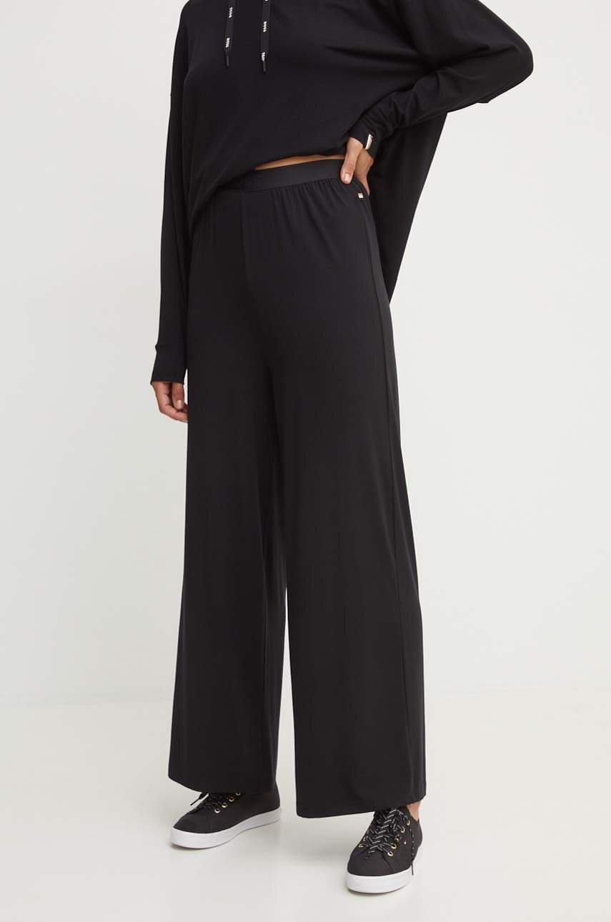 BOSS pantaloni femei, culoarea negru, lat, high waist, 50525712