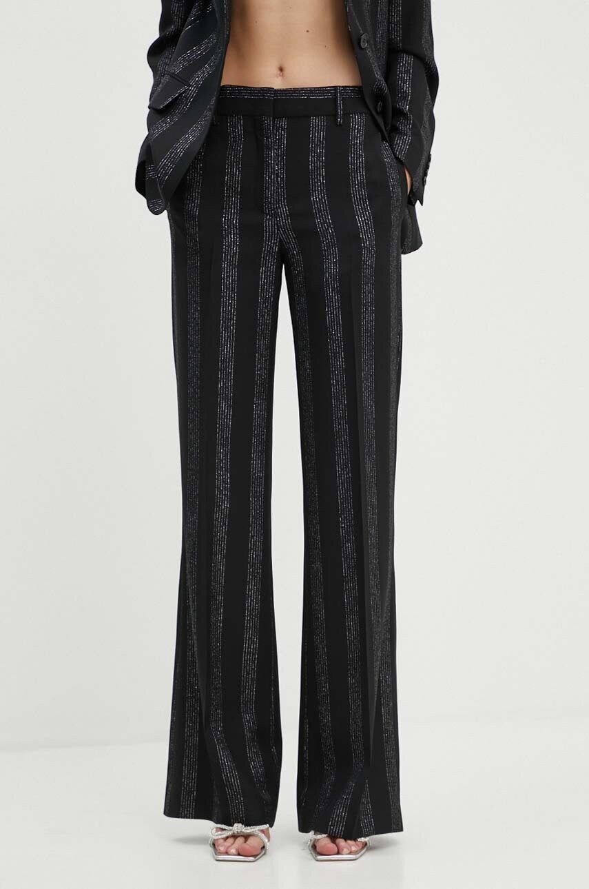 MSGM pantaloni de lana culoarea negru, drept, high waist, 3741MDP01A.247604