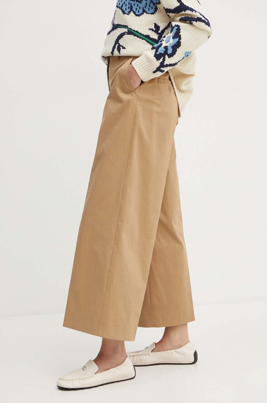 Weekend Max Mara pantaloni femei, culoarea bej, drept, high waist, 2425136011600