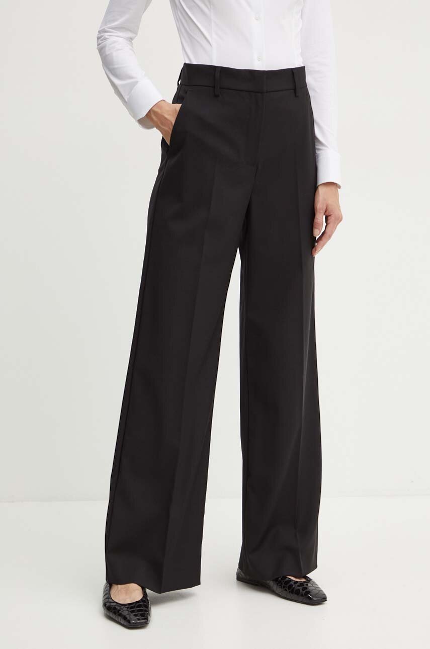 Weekend Max Mara pantaloni de lana culoarea negru, drept, high waist, 2425136041600