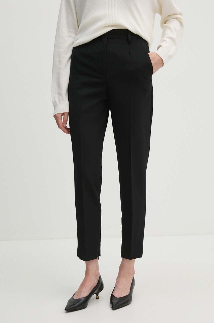 Levně Kalhoty s příměsí vlny Pinko černá barva, jednoduché, high waist, 103702 A1XX