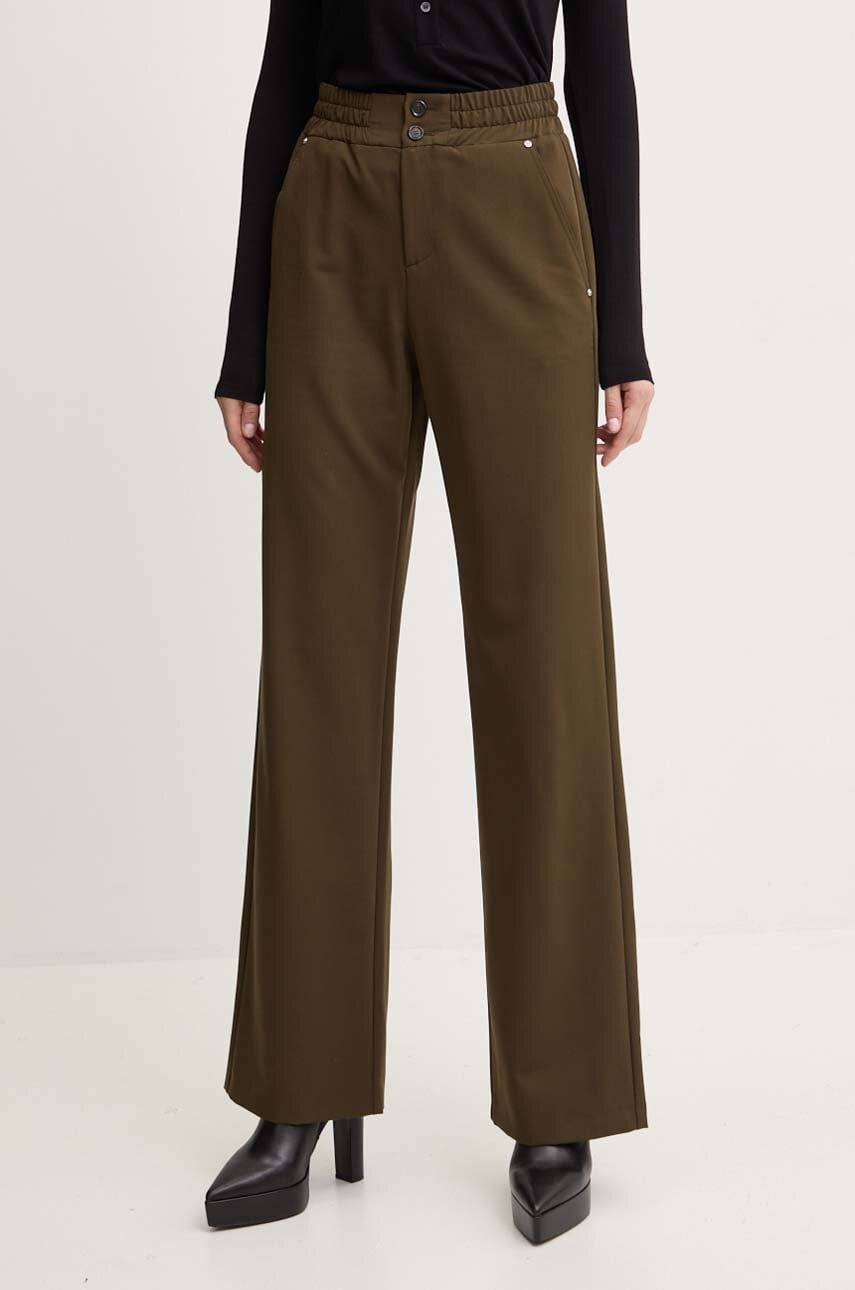 Levně Kalhoty Pinko dámské, zelená barva, jednoduché, high waist, 104178 A18E