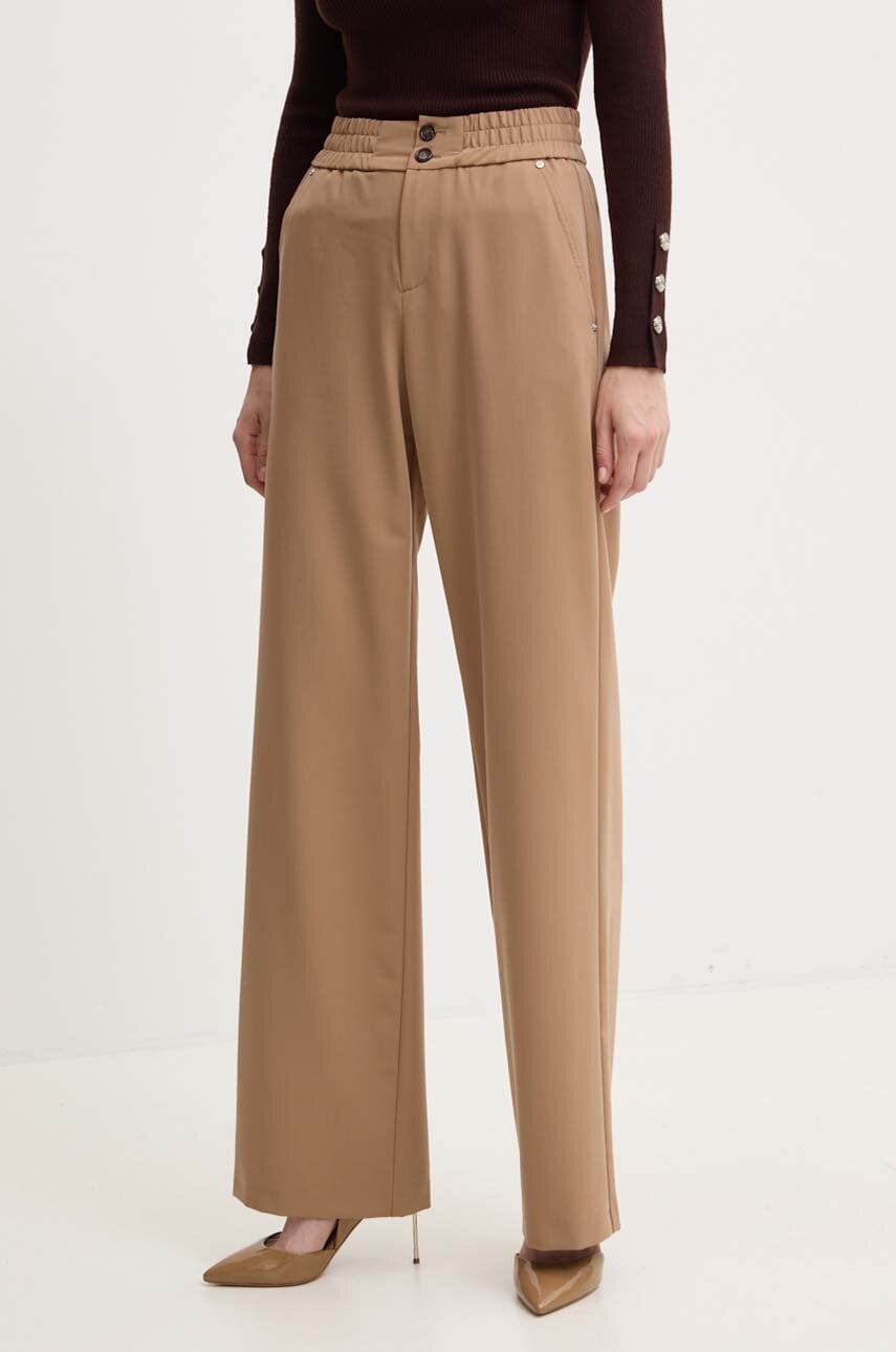Levně Kalhoty Pinko dámské, béžová barva, jednoduché, high waist, 104178 A18E