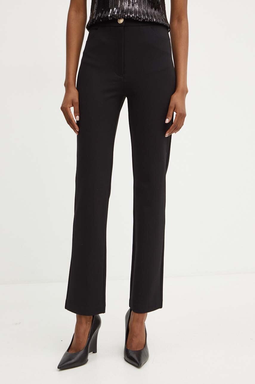 Levně Kalhoty Marciano Guess ODETTE dámské, černá barva, jednoduché, high waist, 4YGB07 6375Z