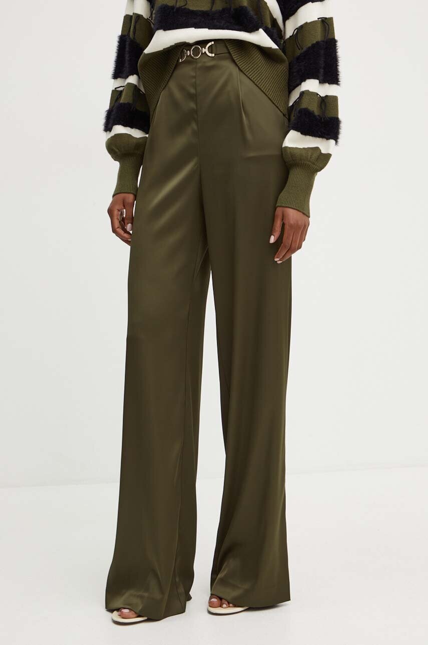 Levně Kalhoty Marciano Guess JOSETTE dámské, zelená barva, jednoduché, high waist, 4YGB13 7116A
