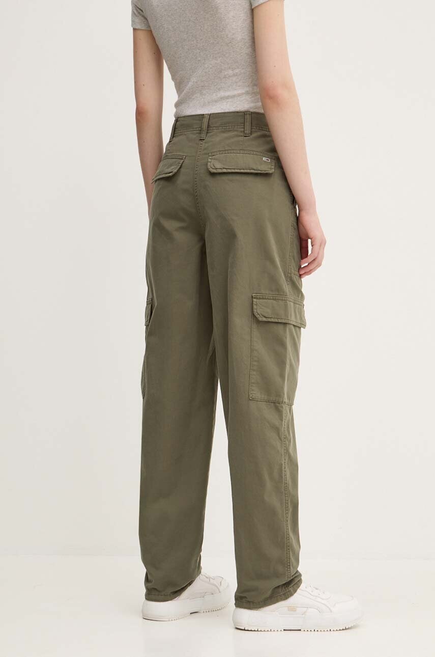 Tommy Jeans pamut nadrág zöld, magas derekú cargo, DW0DW18510 termék 2. képe