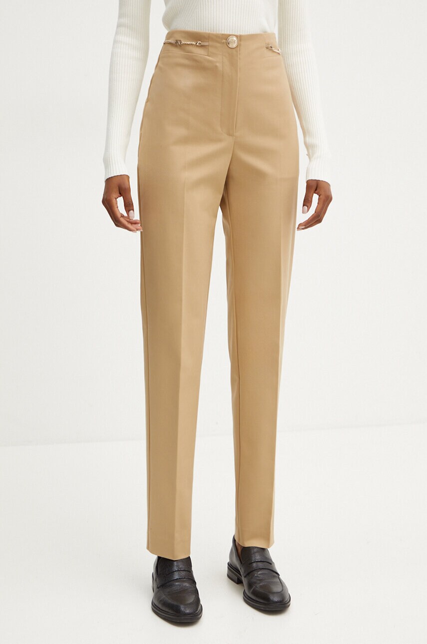 Levně Kalhoty Marciano Guess ALICE dámské, béžová barva, jednoduché, high waist, 4YGB09 7124A