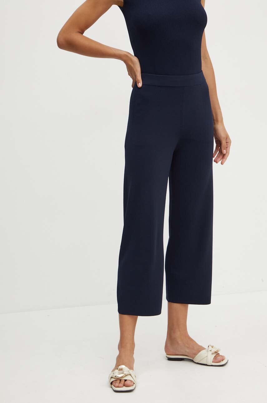 Max Mara Leisure pantaloni femei, culoarea albastru marin, drept, high waist, 2426336017600 Max Mara Leisure pantaloni femei, culoarea albastru marin, drept, high waist, 2426336017600