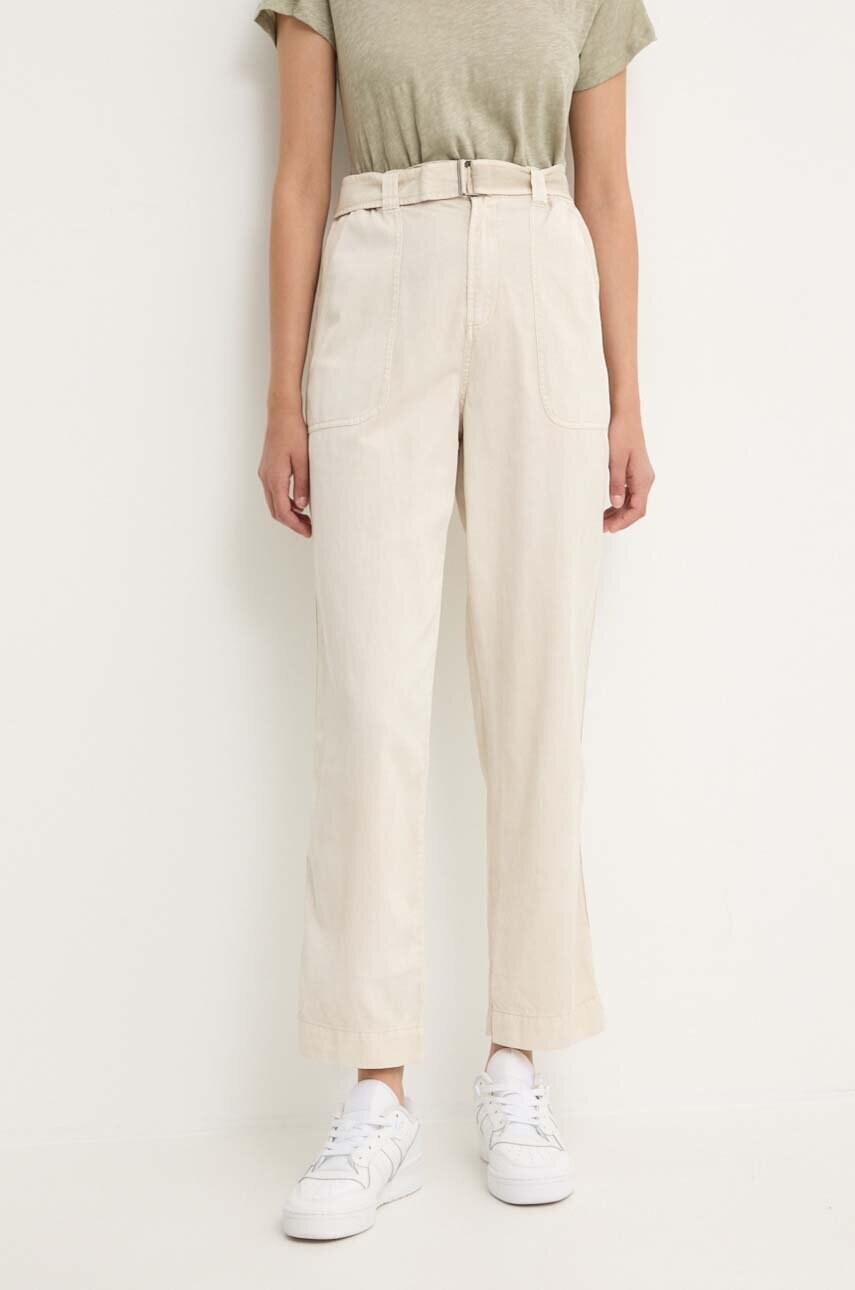 Pepe Jeans pantaloni AYLIN femei, culoarea bej, drept, high waist, PL211763