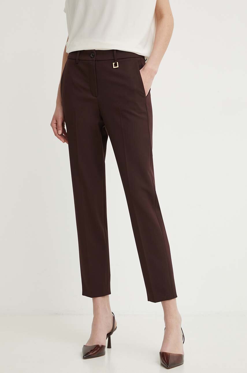 Joop! pantaloni femei, culoarea maro, drept, high waist, 30042538