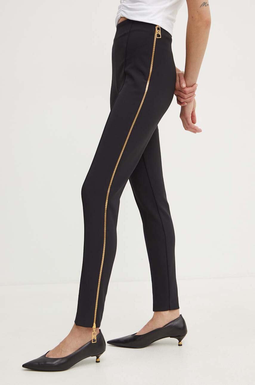 Elisabetta Franchi pantaloni femei, culoarea negru, mulata, high waist, PA00546E2