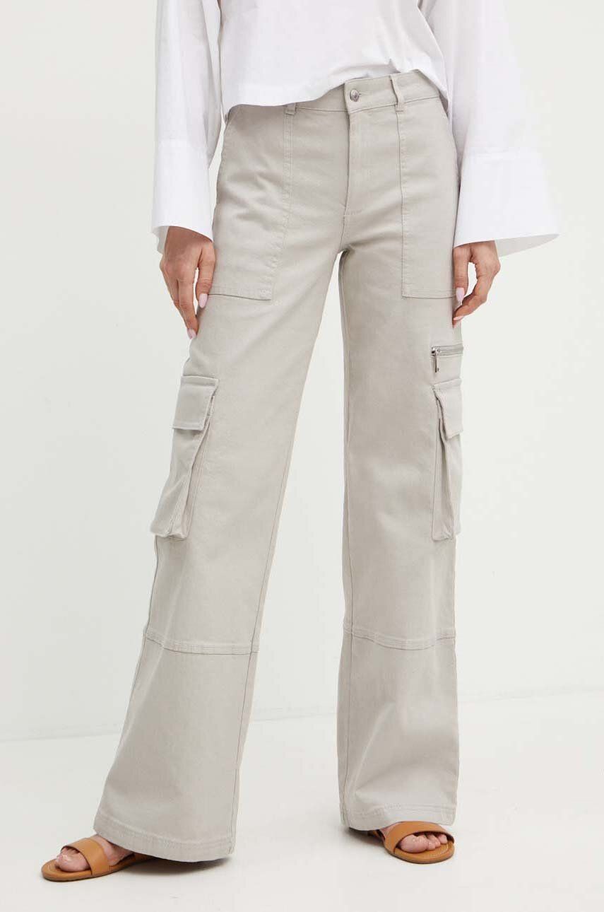 MAX&Co. pantaloni femei, culoarea gri, drept, high waist, 2426136021200