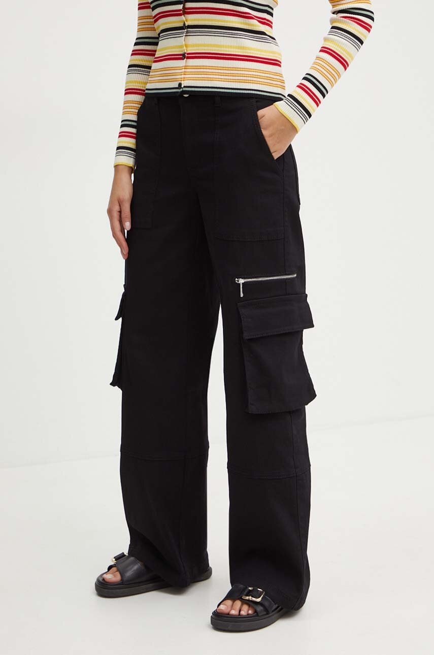 MAX&Co. pantaloni femei, culoarea negru, drept, high waist, 2426136021200
