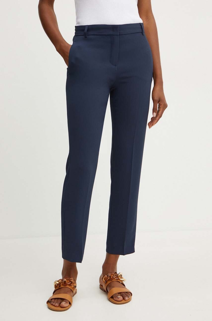 MAX&Co. pantaloni femei, culoarea albastru marin, fason tigareta, high waist, 2426136032200 MAX&Co. pantaloni femei, culoarea albastru marin, fason tigareta, high waist, 2426136032200