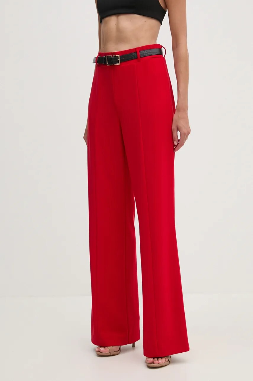 Joseph Ribkoff pantaloni femei, culoarea rosu, drept, high waist, 244093
