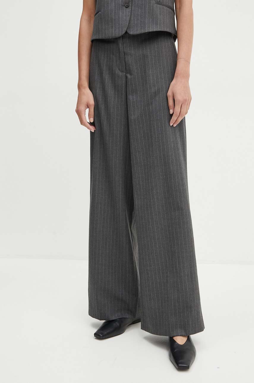 

Панталон с вълна Marc O'Polo в сиво с широка каройка, с висока талия 408026310417, Сив