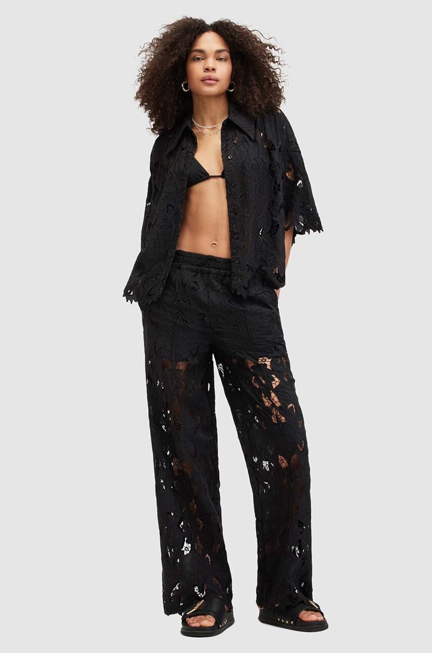 

Панталон AllSaints CHARLI EMB в черно със стандартна кройка, с висока талия W031TA, Черен