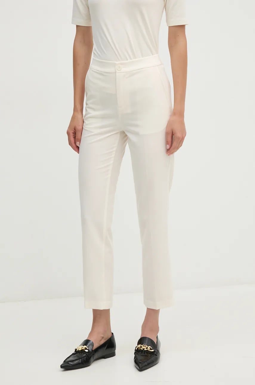 United Colors of Benetton pantaloni femei, culoarea bej, fittigareta, high waist, 4OIGDF076 United Colors of Benetton pantaloni femei, culoarea bej, fittigareta, high waist, 4OIGDF076