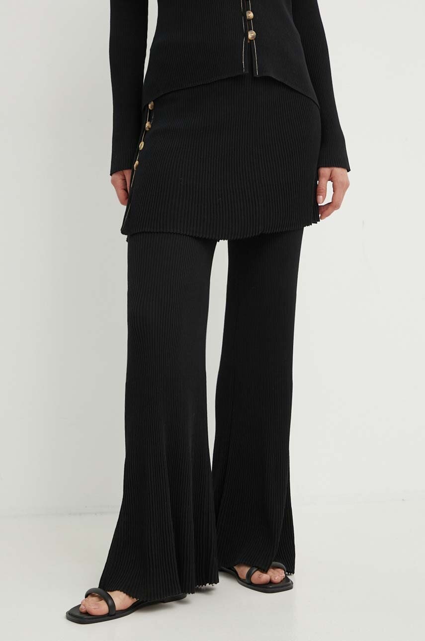 By Malene Birger pantaloni BOLONE femei, culoarea negru, evazati, high waist, Q72089005 By Malene Birger pantaloni BOLONE femei, culoarea negru, evazati, high waist, Q72089005