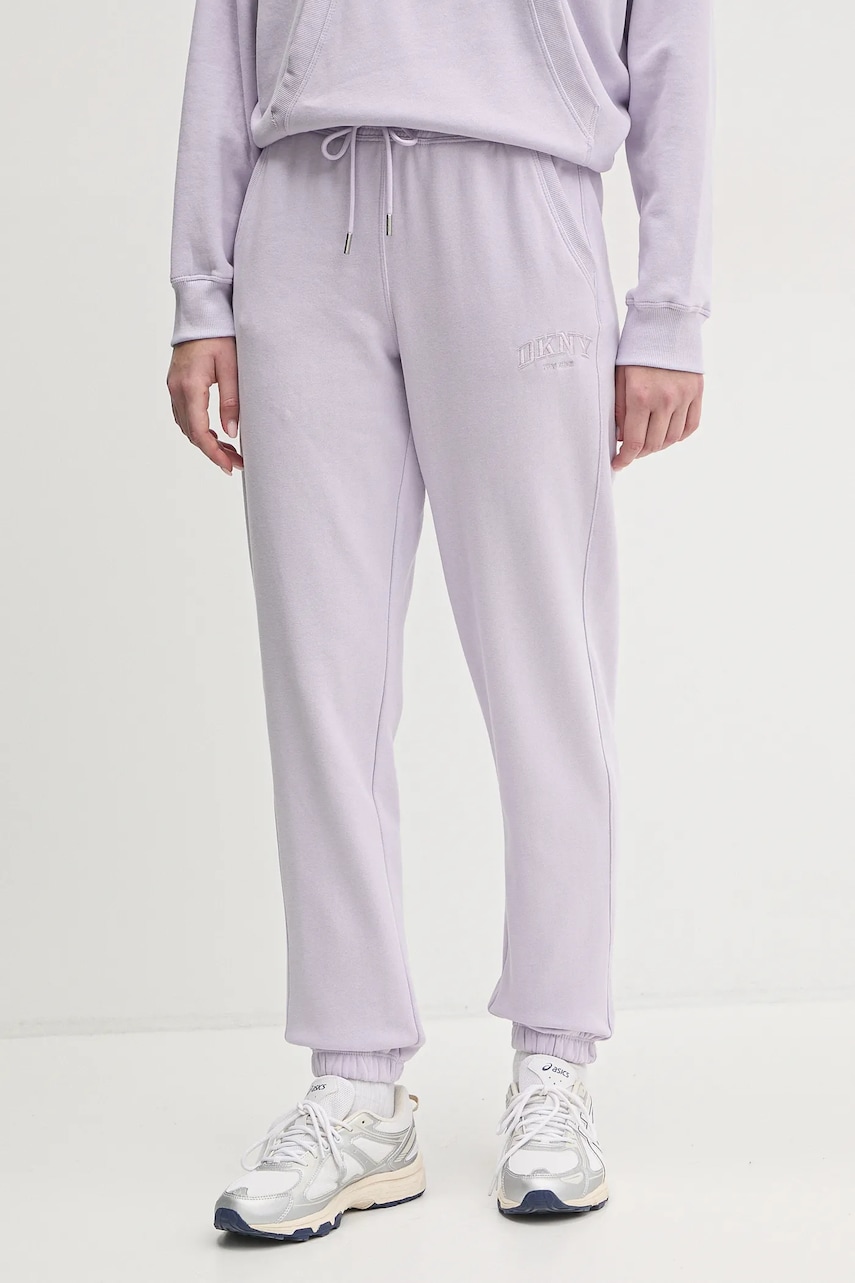 Dkny pantaloni de trening culoarea violet, neted, DP4P3471 Dkny pantaloni de trening culoarea violet, neted, DP4P3471