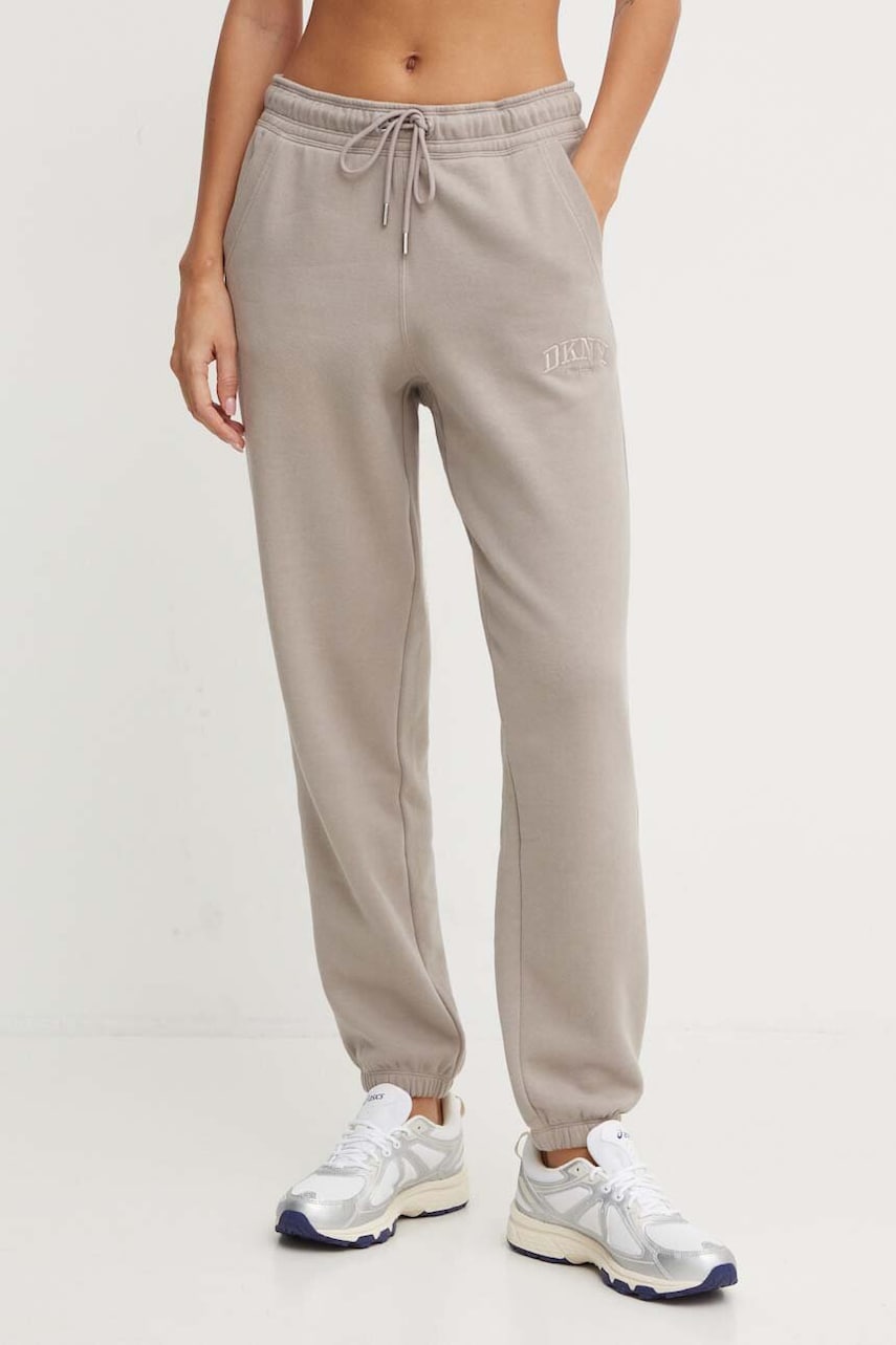 Dkny pantaloni de trening culoarea maro, neted, DP4P3471 Dkny pantaloni de trening culoarea maro, neted, DP4P3471