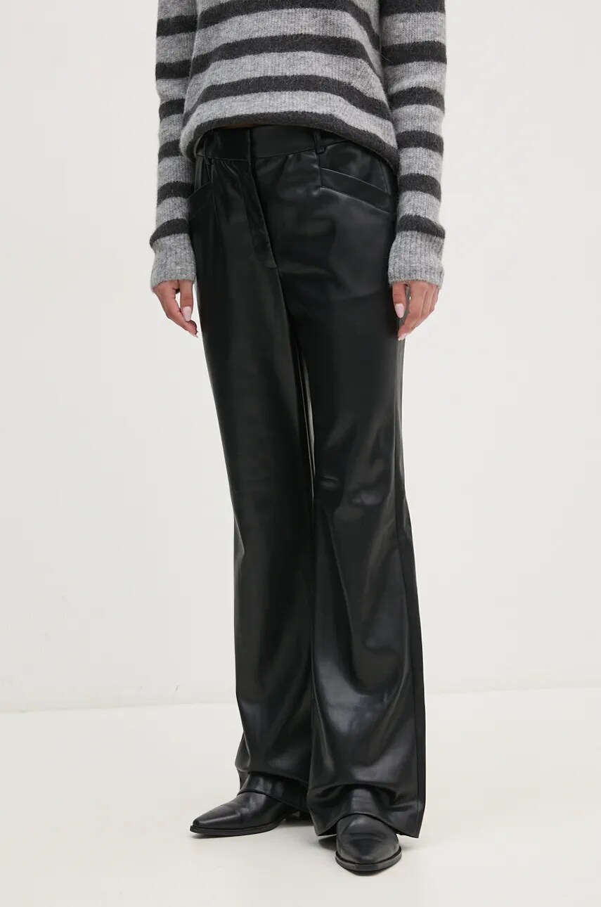 Levně Kalhoty Dkny dámské, černá barva, jednoduché, high waist, P4HKTXFL
