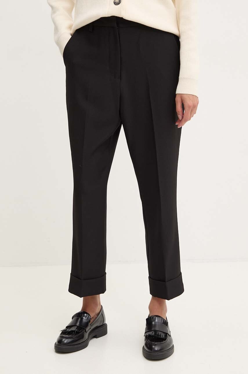 Dkny pantaloni femei, culoarea negru, drept, high waist, D2G4A112