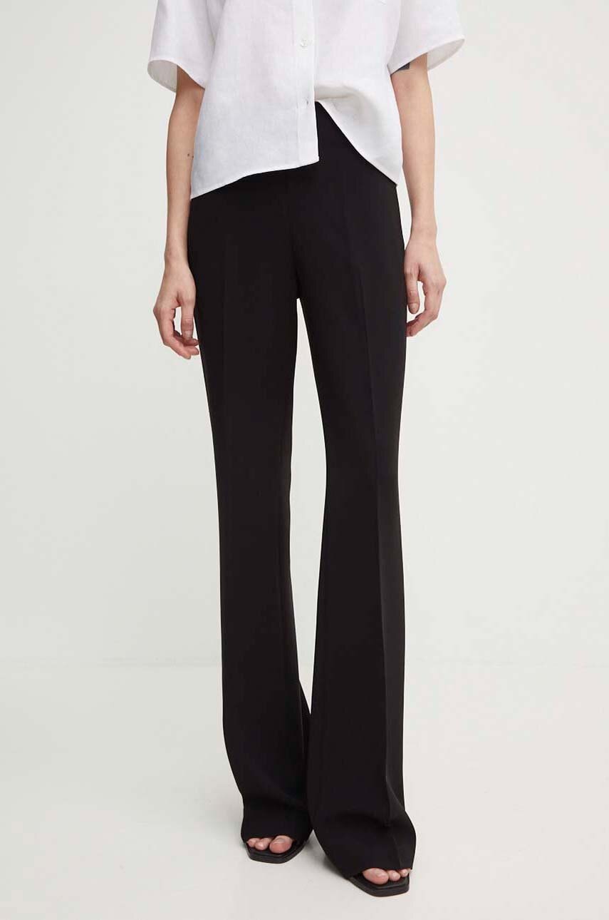 Theory pantaloni femei, culoarea negru, evazati, high waist, G0709216 Theory pantaloni femei, culoarea negru, evazati, high waist, G0709216