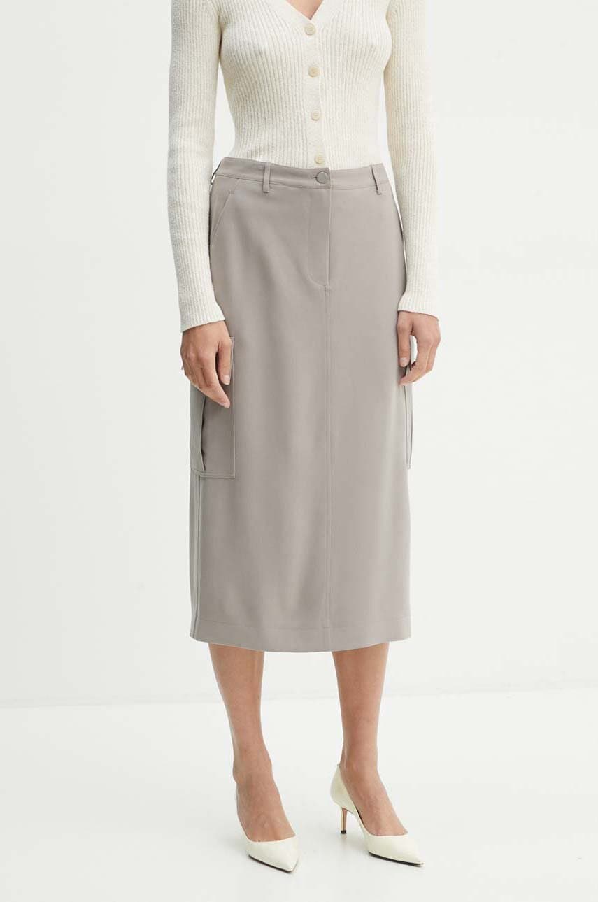 Theory fusta culoarea bej, midi, drept, O0709302