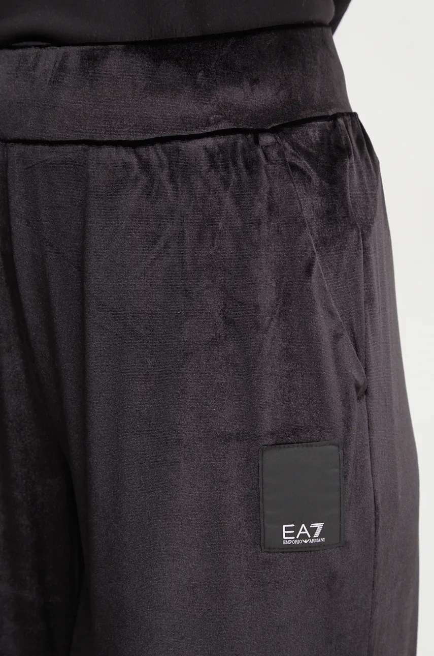 Спортивні велюрові штани EA7 Emporio Armani колір чорний однотонні TJZDZ.6DTP76 