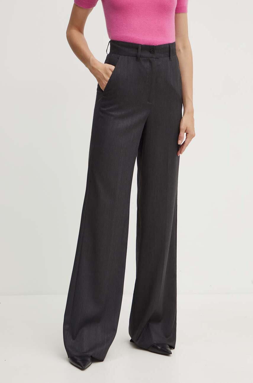Marella pantaloni de lana culoarea gri, lat, high waist, 2423136091200 Marella pantaloni de lana culoarea gri, lat, high waist, 2423136091200