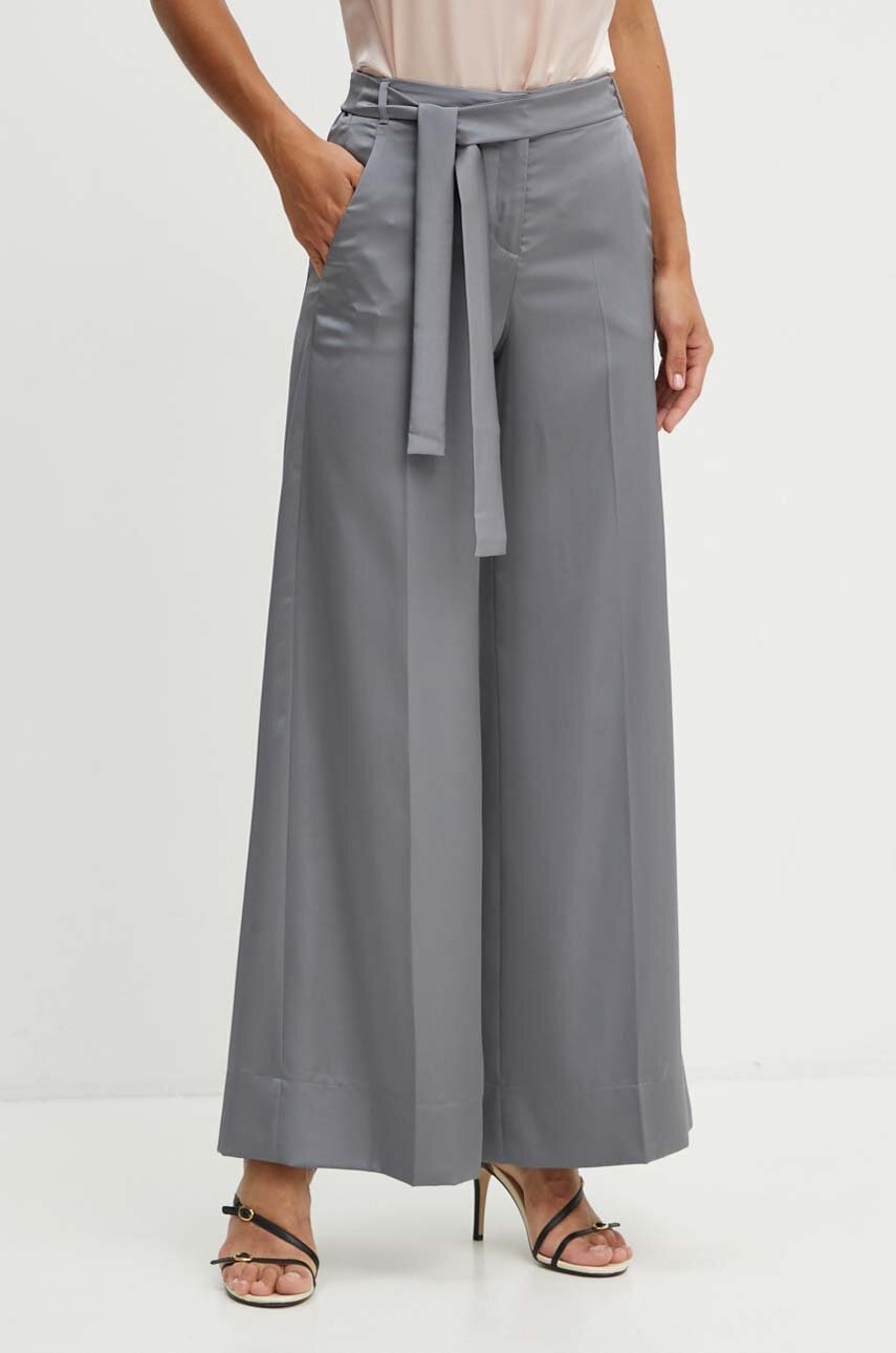 Marella pantaloni femei, culoarea gri, lat, high waist, 2423136341200 Marella pantaloni femei, culoarea gri, lat, high waist, 2423136341200