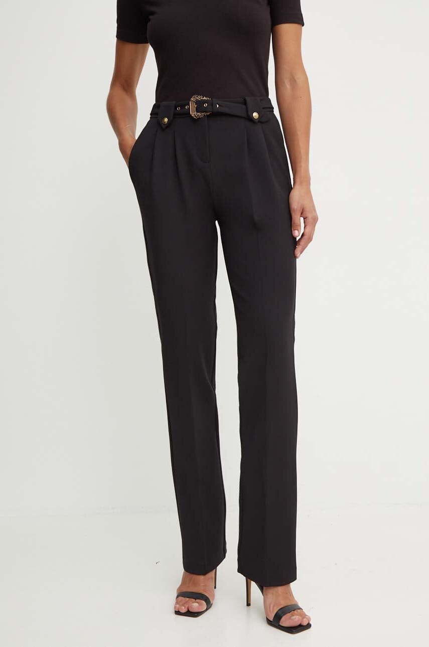 Versace Jeans Couture pantaloni femei, culoarea negru, drept, high waist, 77HAA117 N0394 Versace Jeans Couture pantaloni femei, culoarea negru, drept, high waist, 77HAA117 N0394