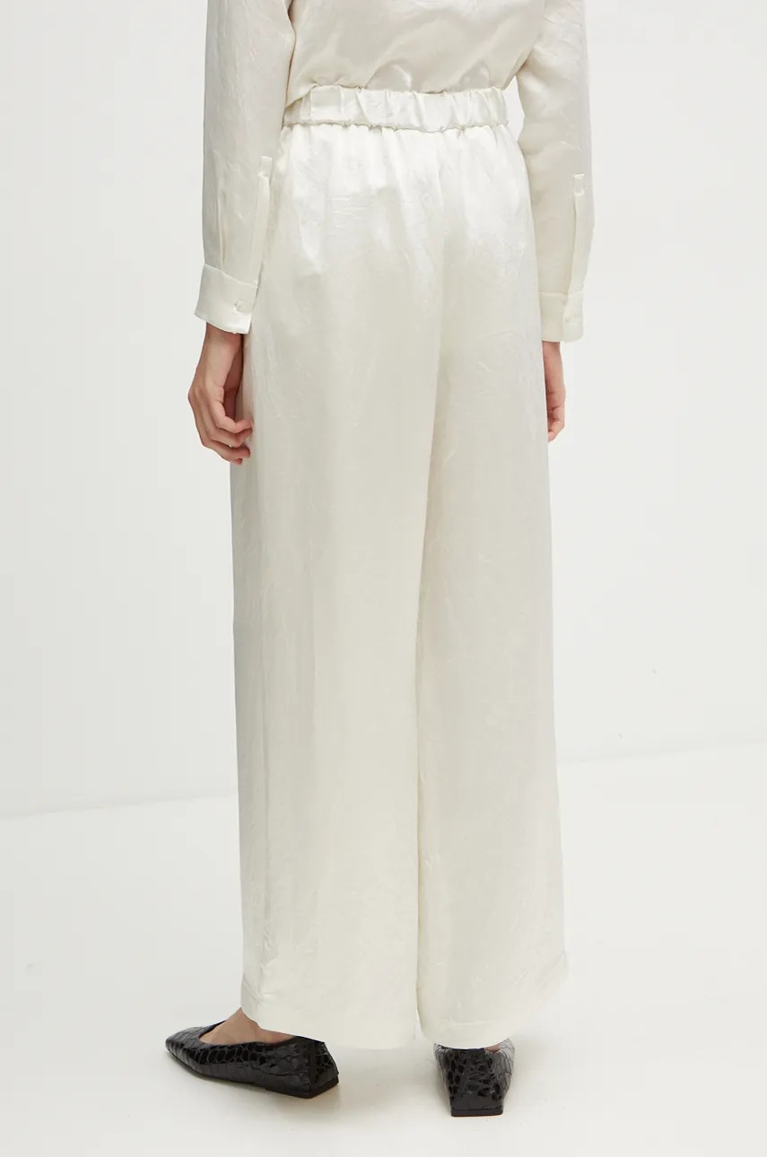 Штани Max Mara Leisure жіночі колір бежевий широкі висока посадка 2426136018600 