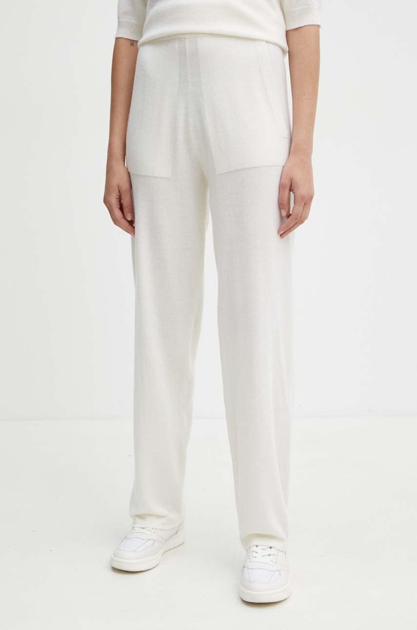 Max Mara Leisure pantaloni de lana culoarea bej, drept, high waist, 2426336018600 Max Mara Leisure pantaloni de lana culoarea bej, drept, high waist, 2426336018600