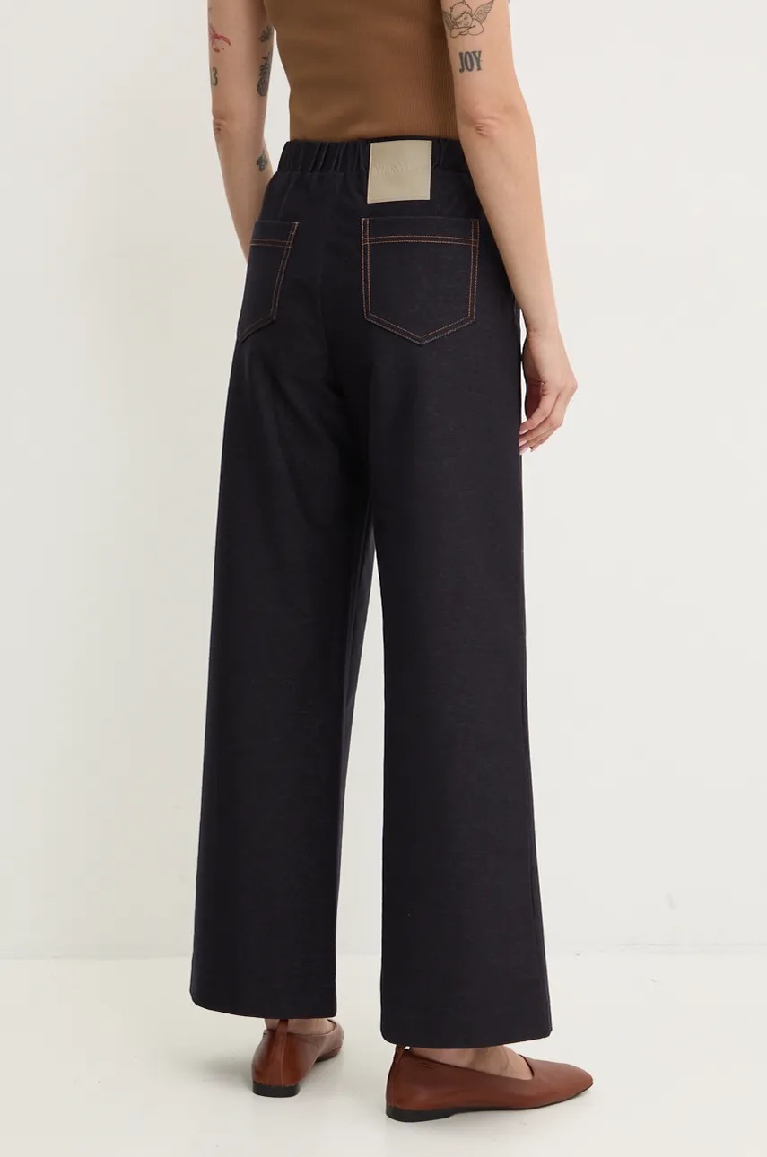 Штани Max Mara Leisure жіночі колір синій прямі висока посадка 2426786108600 