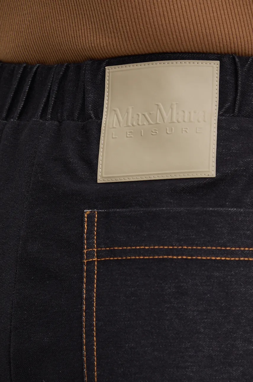 Штани Max Mara Leisure жіночі колір синій прямі висока посадка 2426786108600 