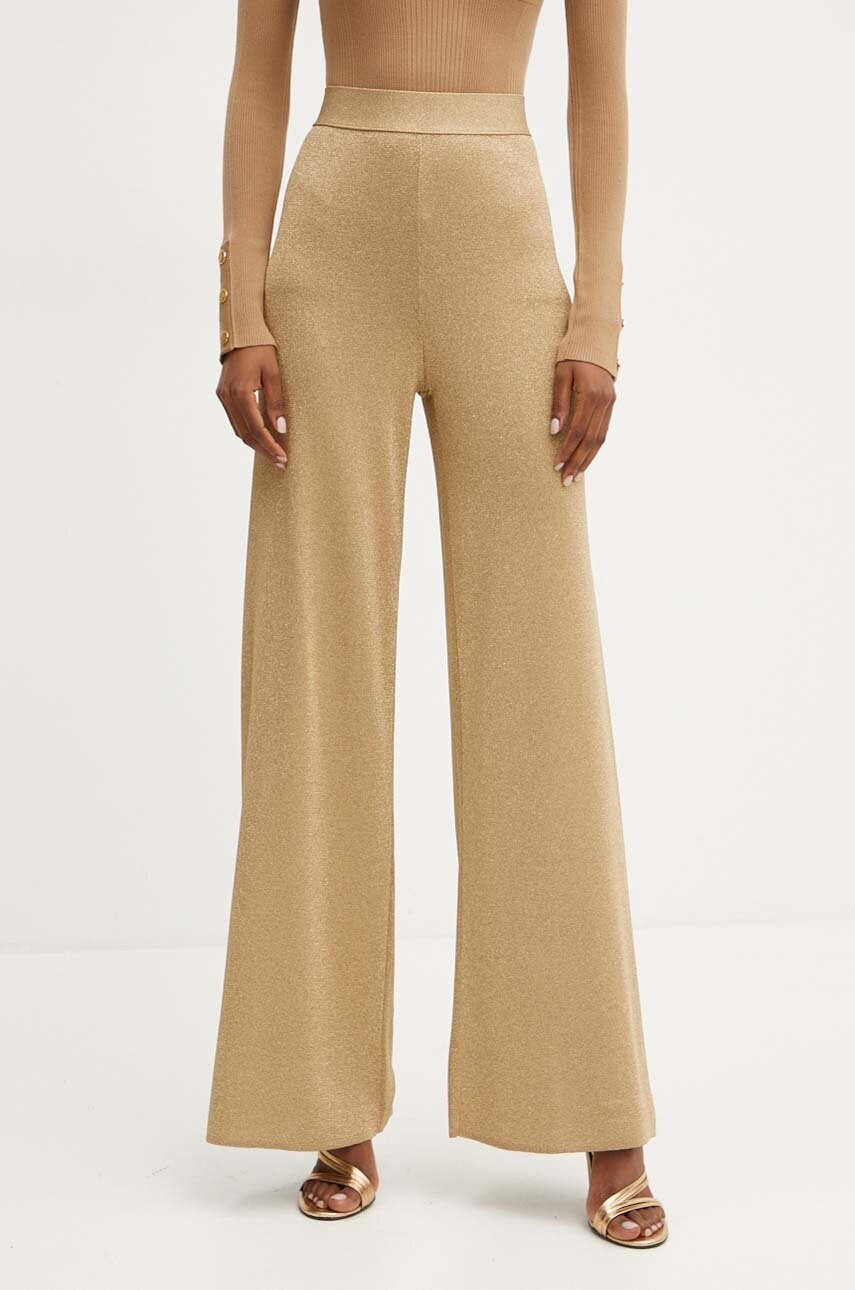Luisa Spagnoli pantaloni ZAVORRA femei, culoarea auriu, lat, high waist, 58447
