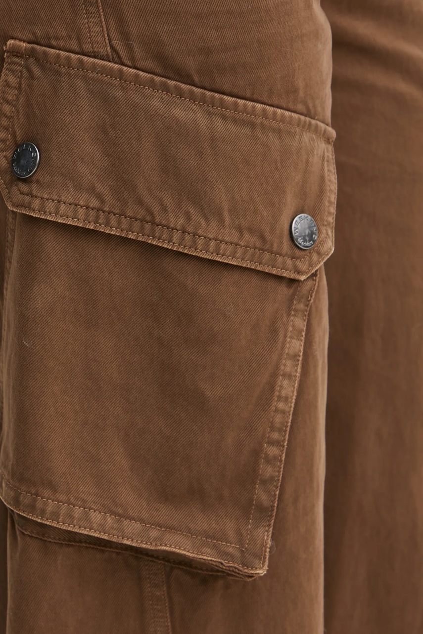 Βαμβακερό παντελόνι Weekend Max Mara χρώμα: καφέ, 2425136016600 φωτογραφία