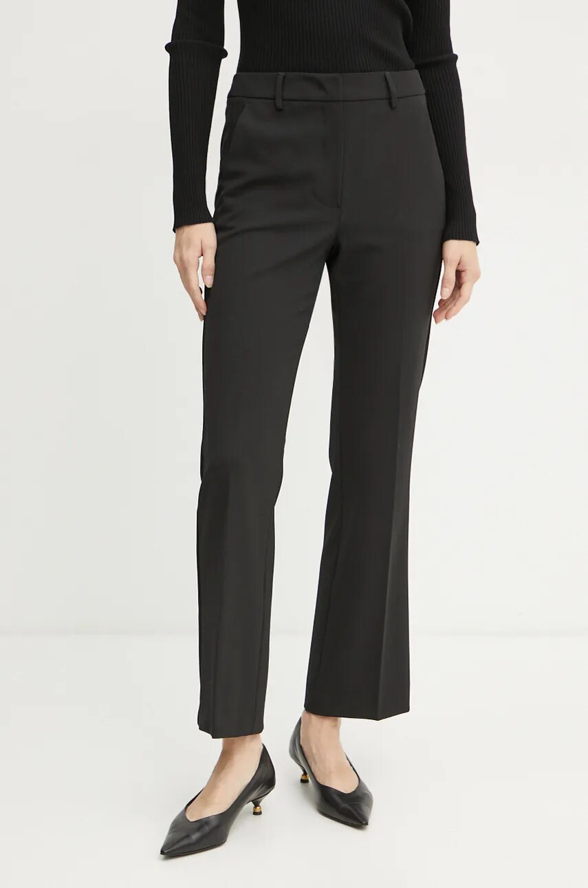 Weekend Max Mara pantaloni din lana culoarea negru, fason tigareta, high waist, 2425136032600