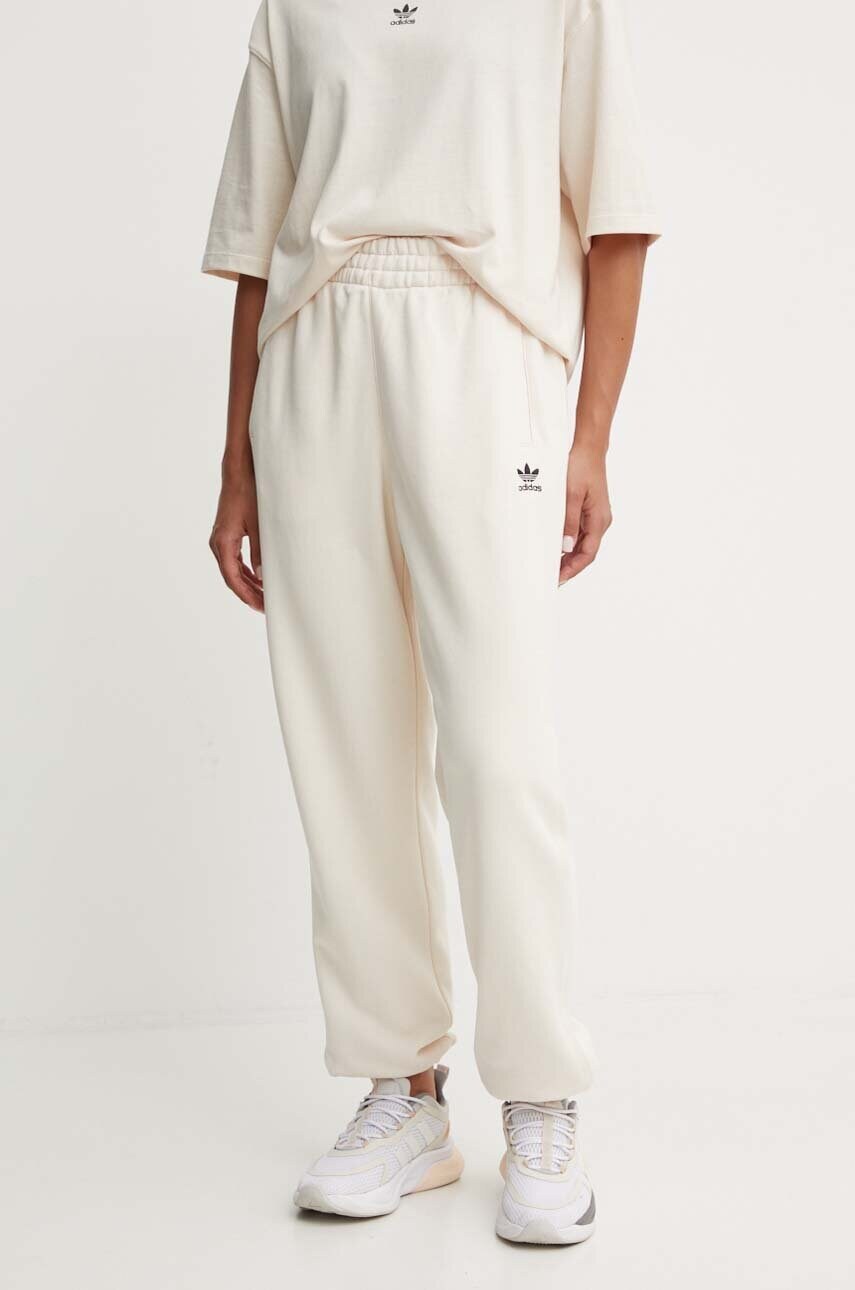 adidas Originals pantaloni de trening din bumbac culoarea bej, neted, IY4995