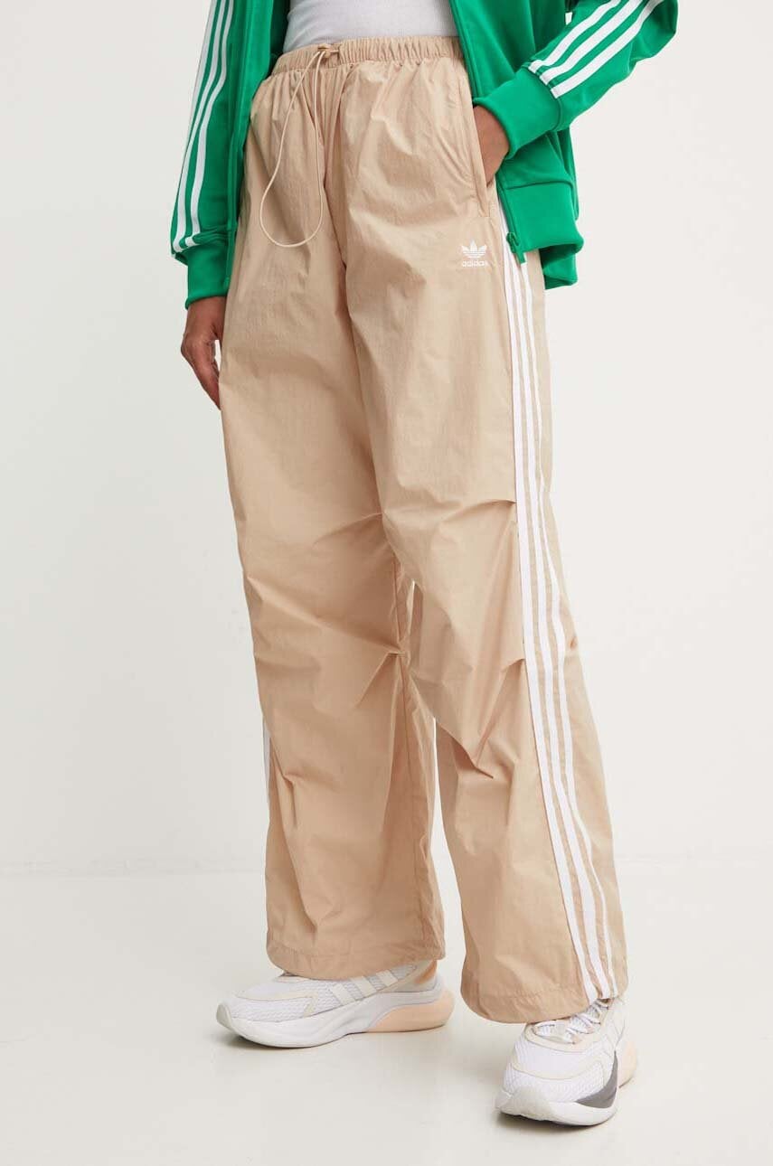 adidas Originals pantaloni de trening culoarea bej, cu imprimeu, IY7252