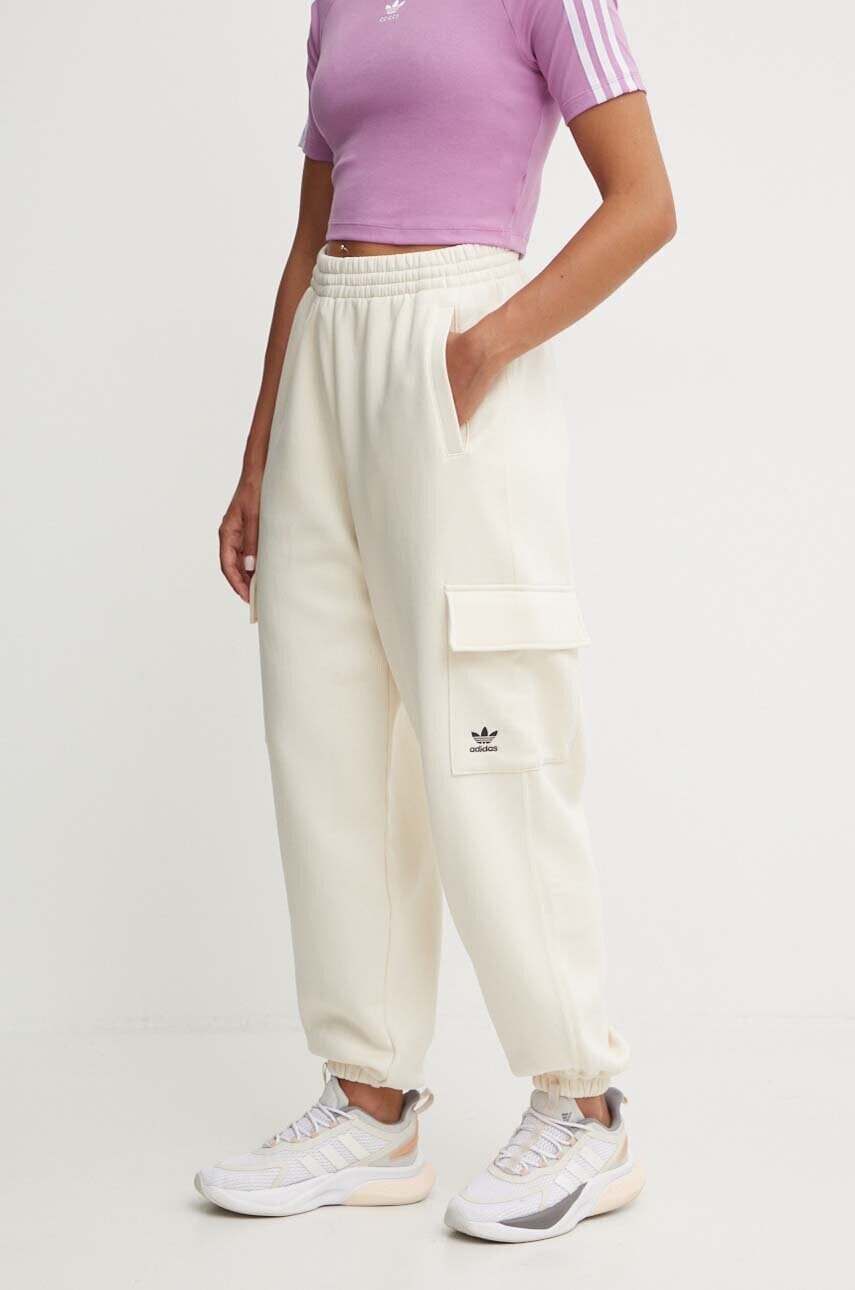 adidas Originals pantaloni de trening culoarea bej, neted, IY9690