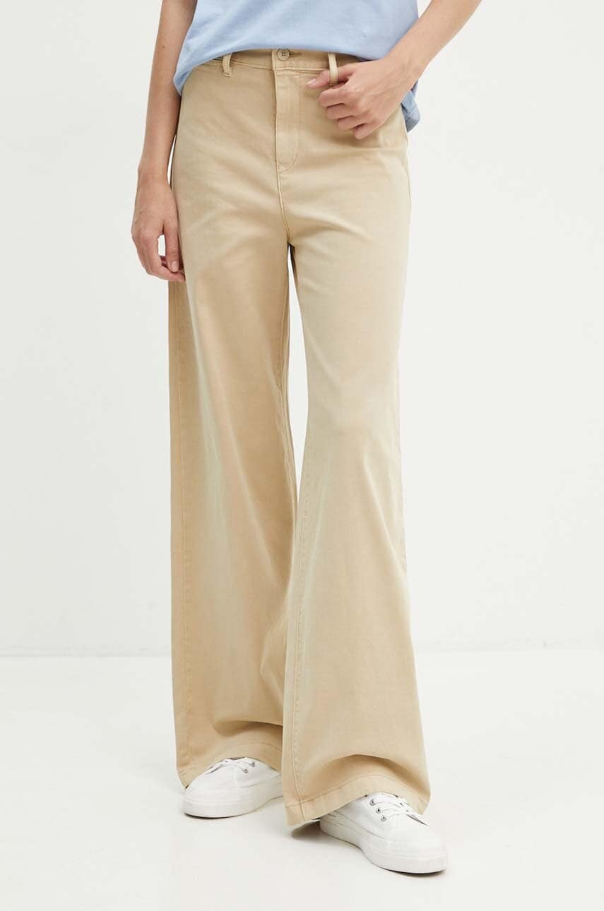 Levi's pantaloni femei, culoarea bej, lat, high waist, A8697 Levi's pantaloni femei, culoarea bej, lat, high waist, A8697